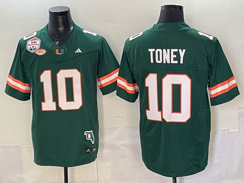 Men 2026 Miami Hurricanes #10 Toney Green 3th generations Limited NCAA Jersey 055